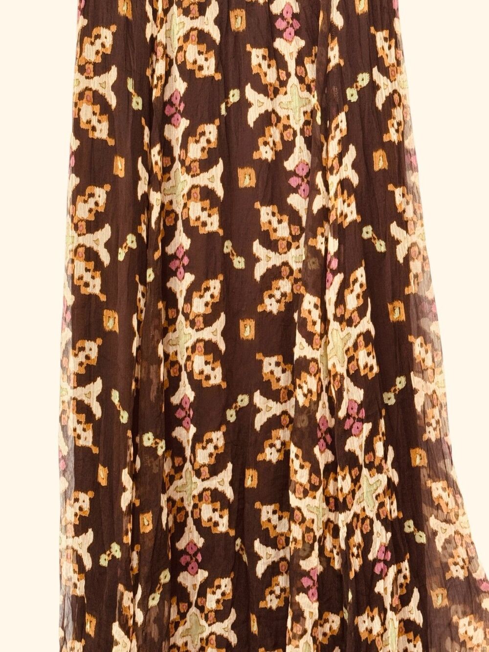 Willow + Clay Wm Small Brown Beige Crinkle Flowy Pullup Maxi Skirt - Picture 5 of 5